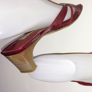 BRIGHTON "Kayla" Red Croc Pattern Leather Sandal